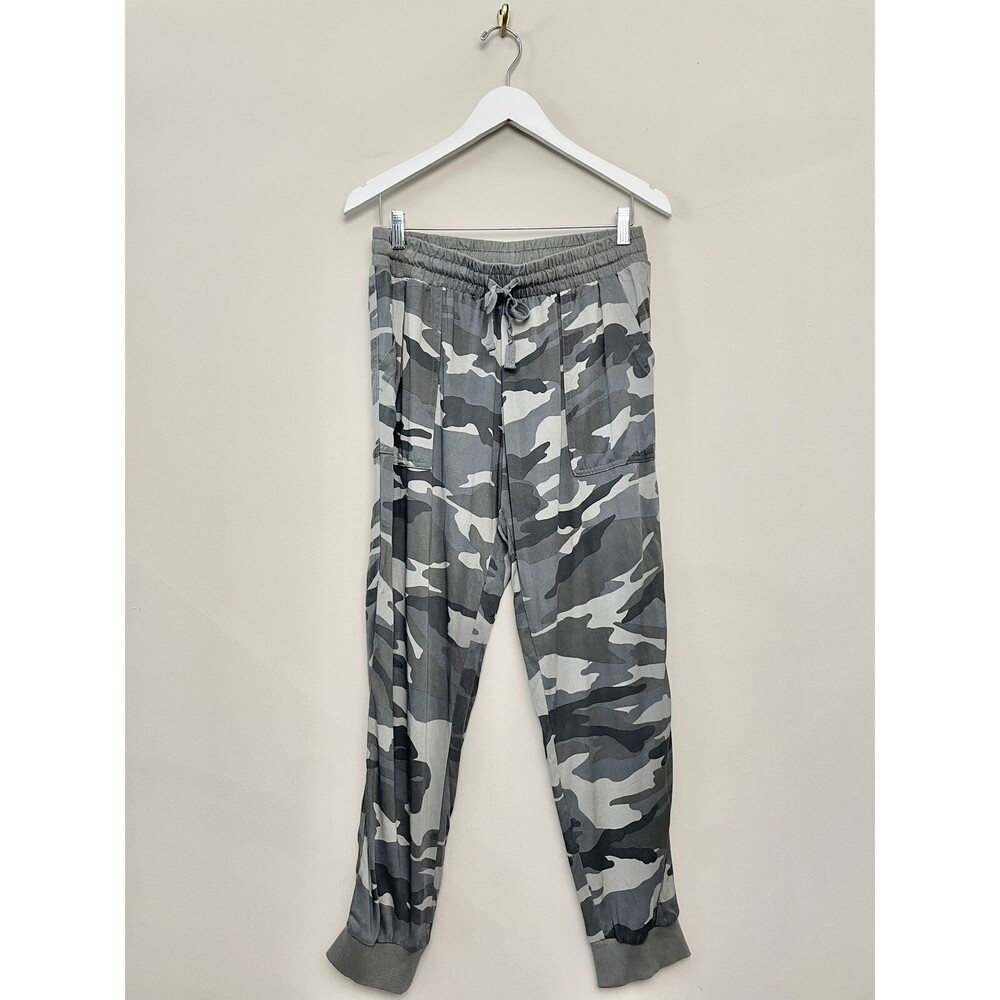 Splendid Camouflage Jogger Pants Size Medium Tapered Elastic Waistband Gray